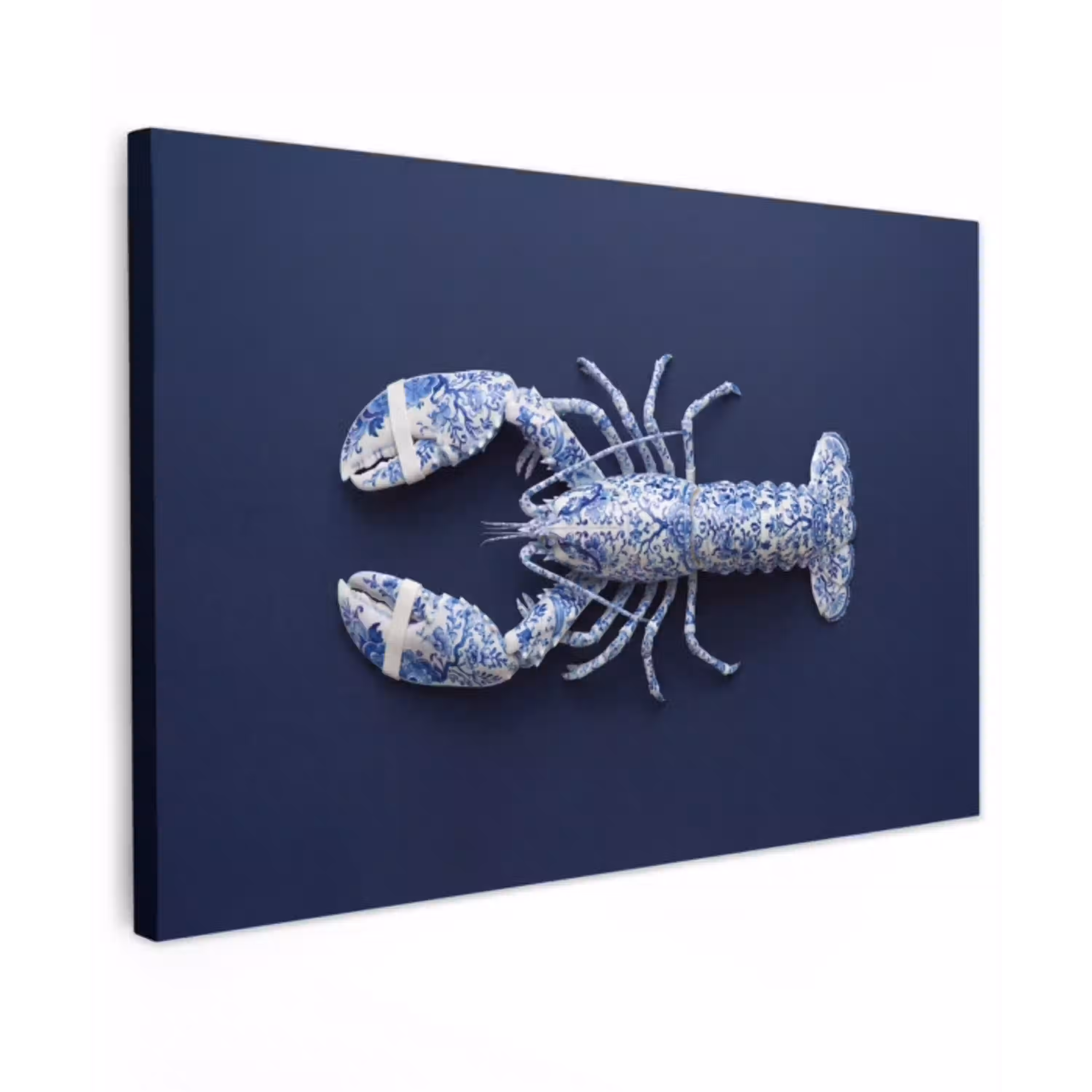 Kreeft - Porselein - Delfts - Blauw canvas 2cm klein -z3d