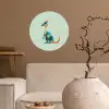 Staart - Dino - Minimalistisch - Blauw Wandcirkel behangsticker klein -sfeer1