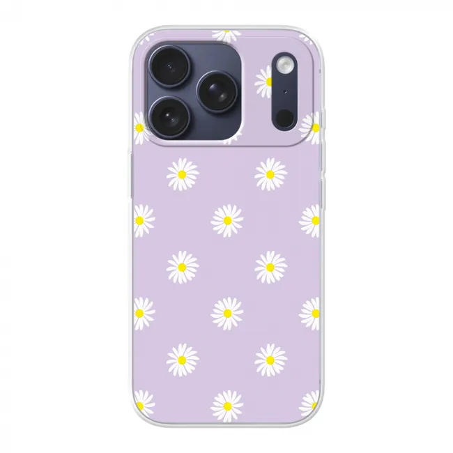 Telefoonhoesje - Madeliefjes - Pastel - Wit - Paars - Bloemen