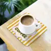 More coffee - Geel - Paars - Strepen - Mok onderzetter kurk middel -sfeer5