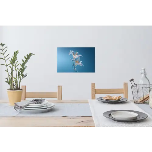 Lelies - Blauw - Glazen Muursticker klein -eettafel