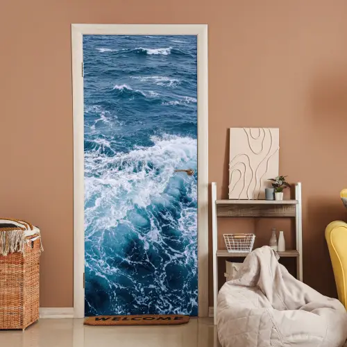 Golven - Oceaan - Blauw deurposter klein -sfeer1