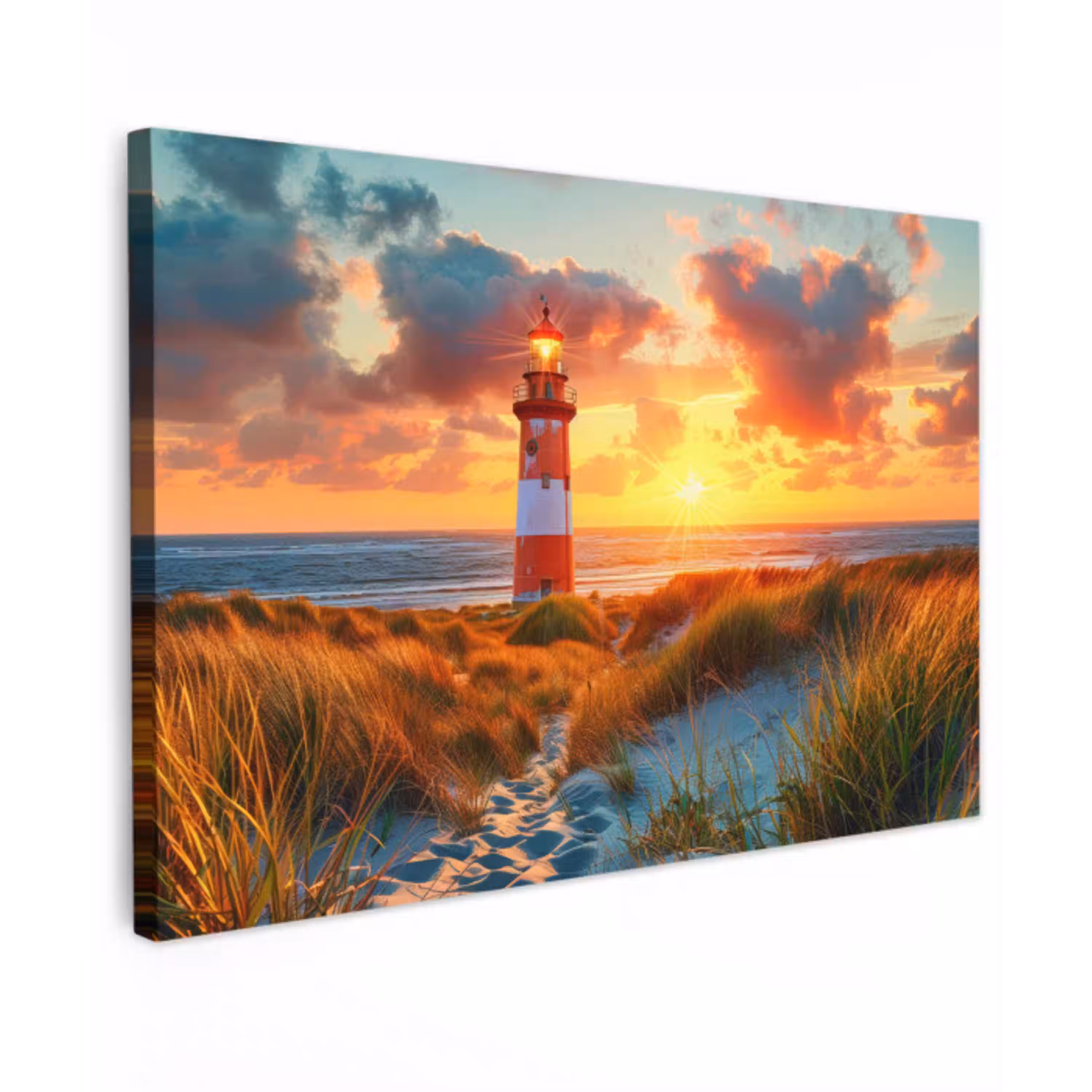 Vuurtoren - Zonsondergang - Duinen - Horizon canvas 2cm klein -z3d