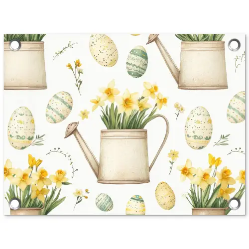 Gieter - Bloemen - Eieren tuinposter los doek klein -3d