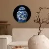 Pot - Delfts Blauw - Bloemen Wandcirkel plexiglas klein -sfeer1