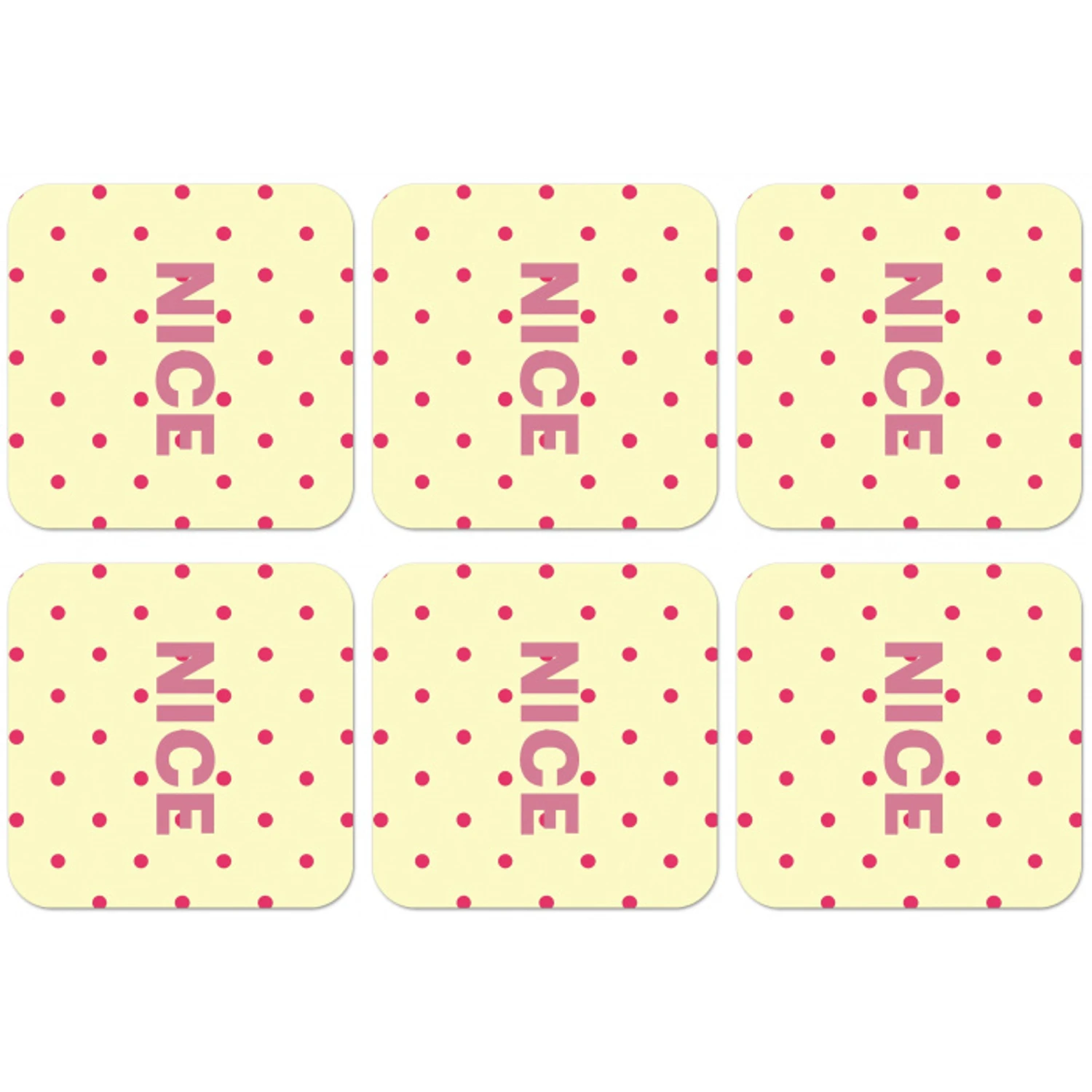 Nice - Stippen - Roze - Geel onderzetter kurk middel -zkaufland3dotto