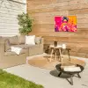 Vrouw - Zonnebril - Abstract - Oranje Tuinposter op houten frame 2 cm dik klein -sfeer2