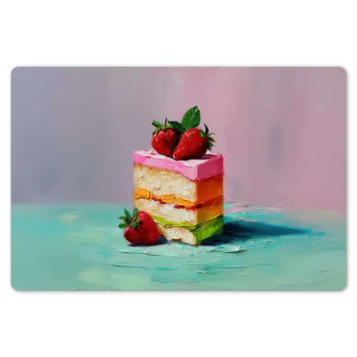 Taartje - Aardbeien - Glazuur - Kleurrijk Placemat vinyl groot -zzsfeer1_Kitchenyeah-website