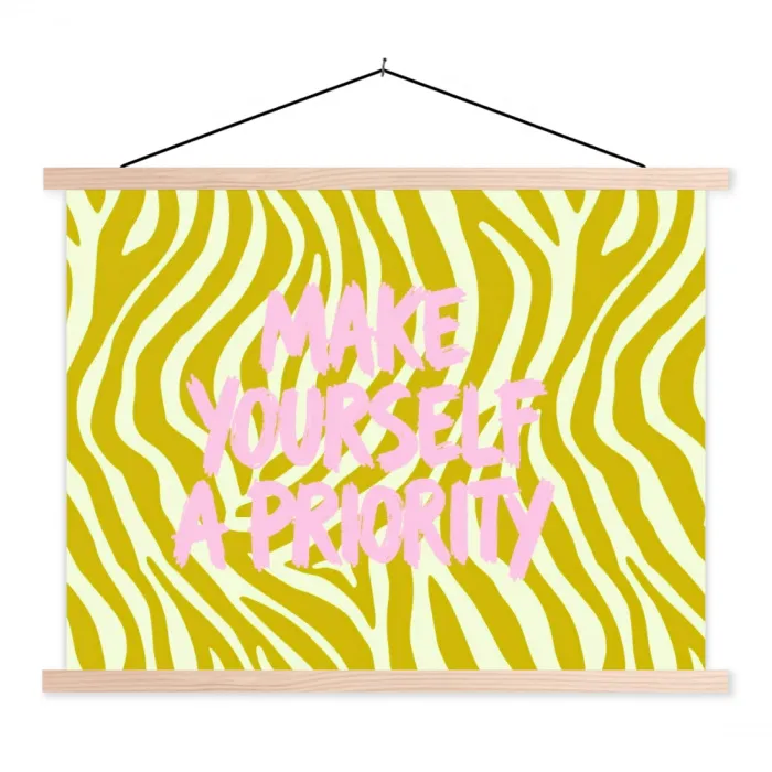 Zebraprint - Priority - Roze textielposter latten blank klein -3d