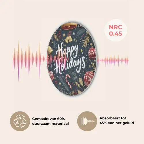 Feestelijk - Kerstgroet - Kleurrijk Akoestische PET Vilt - Rond klein -USP_NL