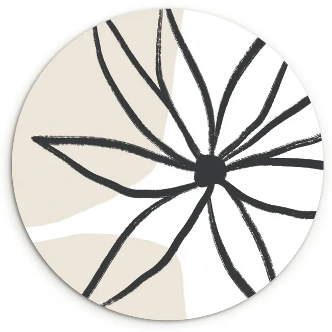 Bloemen - Minimalisme - Pastel Wandcirkel kunststof plaat 5mm dik klein -3d