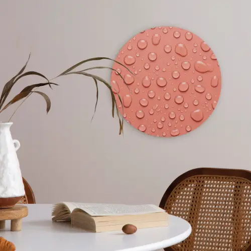 Water - Druppels - Roze Akoestische PET Vilt - Rond klein -sfeer3