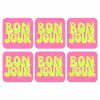 Bonjour - Roze - Fel groen onderzetter kurk middel -3d