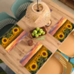 Zonnebloemen - Heuvellandschap - Geel Placemat vinyl groot -zzsfeer5_Kitchenyeah-website