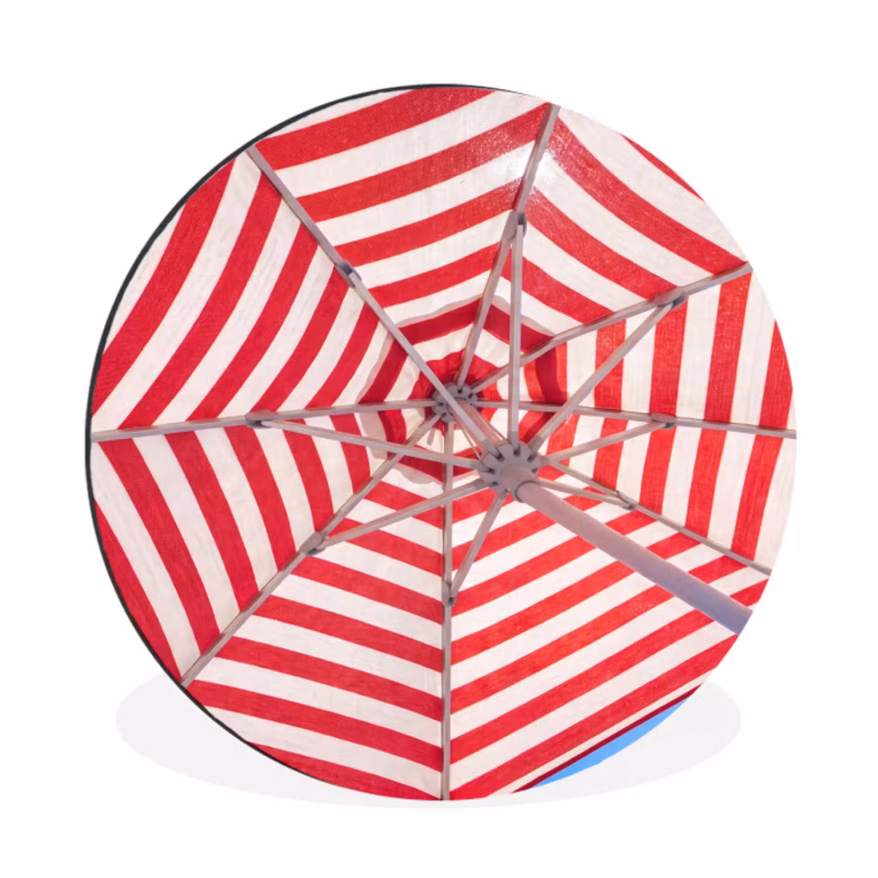 Parasol - Strepen - Zomer - Rood - Blauw Wandcirkel aluminium klein -3d
