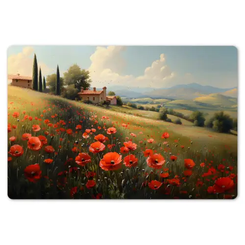Klaprozen - Rood - Heuvels - Landschap Placemat vinyl groot -zzsfeer1_Kitchenyeah-website