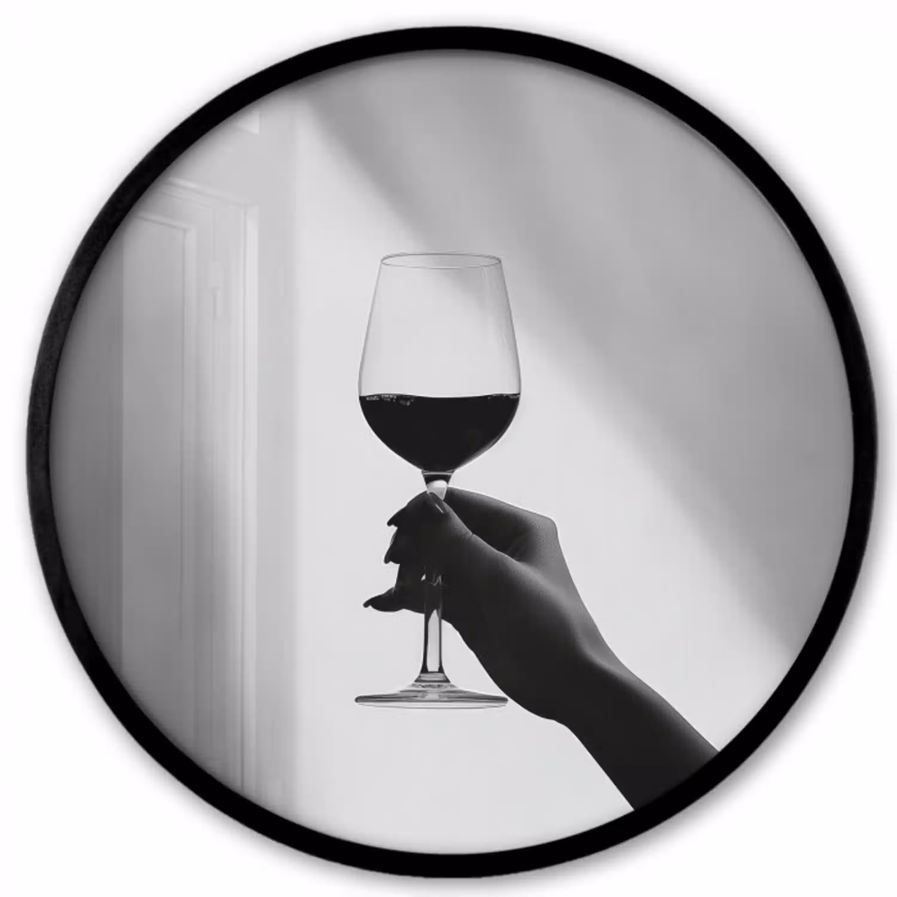 Lichtinval - Wijn - Rood - Glas Fotolijst rond zonder passe partout klein -3d