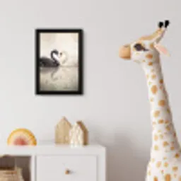 Zwanen - Hartvorm - Dieren fotolijst zwart zonder passe partout klein -usfeer4_kinderkamer