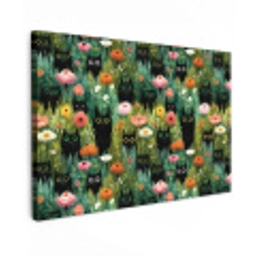 Katten - Bloemen - Kleurrijk Tuinposter op houten frame 2 cm dik klein 845 -3d