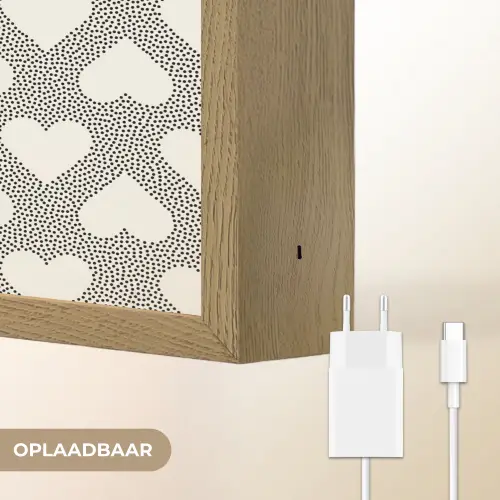 Stippen - Hart - Zwart - Wit Light Box met batterij (Wandlamp) middel 907 -USP_websiteoplaadbaarNL