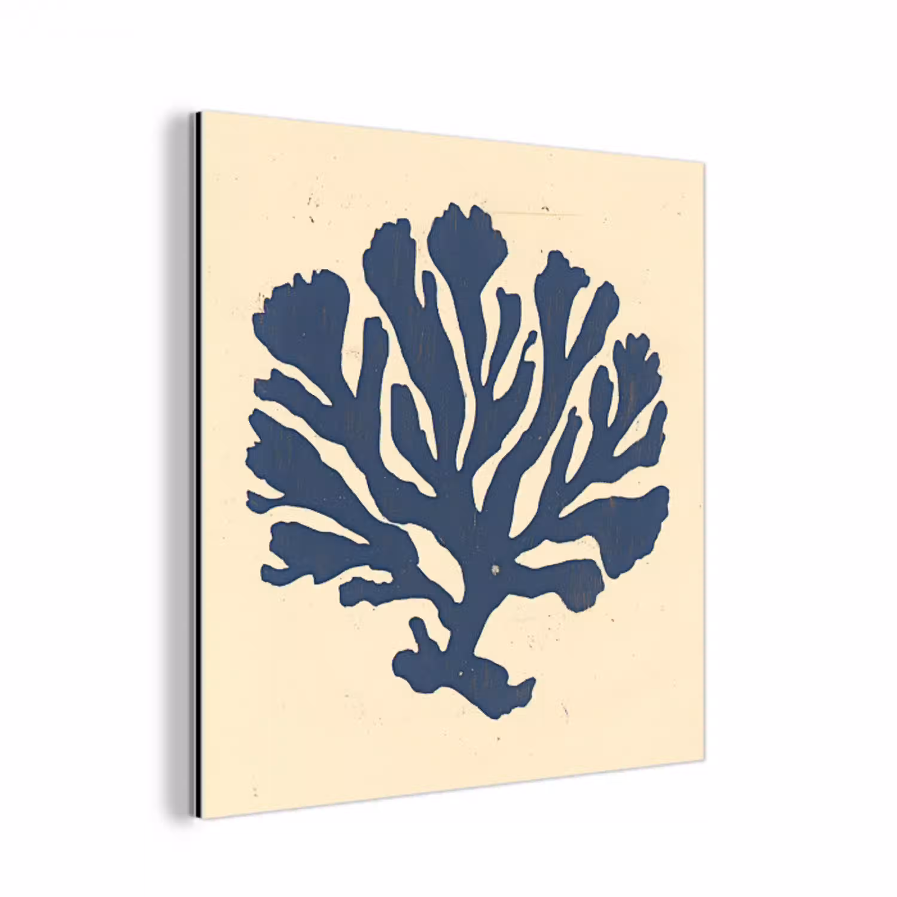 Blauw koraal - Vertakkingen - Beige aluminium wit klein -3d
