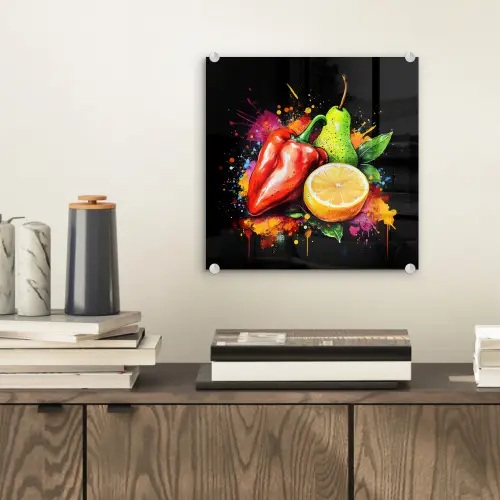 Paprika - Peer - Citroen - Graffiti - Verf - Abstract plexiglas 5mm klein -sfeer1