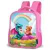 Prinses en dino in een kleurrijke wereld Kinderrugzak - Roze middel -schuin