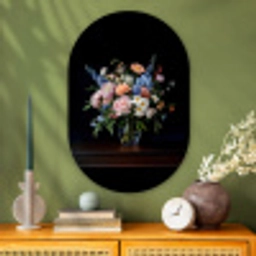 Pastel - Bloemen - Glazen - Vaas Wandcirkel Ovaal Glas middel -sfeer2