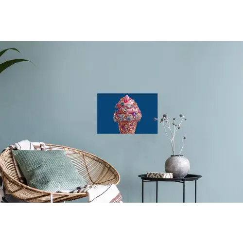 Ijsje - Hoorntje - Steentjes - Blauw Muursticker klein -plant