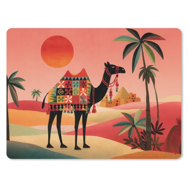 Muismat - Kameel - Gekleurd tapijt - Duinen - Rode zon