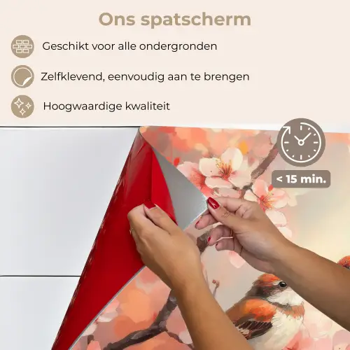 Vogels - Romantic - Bloesemtak keuken achterwand spatscherm klein -spatscherm_NL