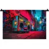 Boombox - Rood - Graffiti - Neon Wandkleed katoen klein -zz3d