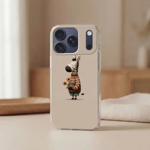 Zebra - Zonnebloemen - Warm Telefoonhoesje iPhone 17 Pro klein -sfeer2