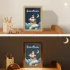 Zeilschip - Sterrenhemel - Wolken - Blauw Light Box met kabel (Kinderlampje) klein -sfeer3_kind