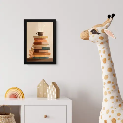 Boeken - Toren - Koffie - Beige fotolijst zwart zonder passe partout klein -usfeer4_kinderkamer
