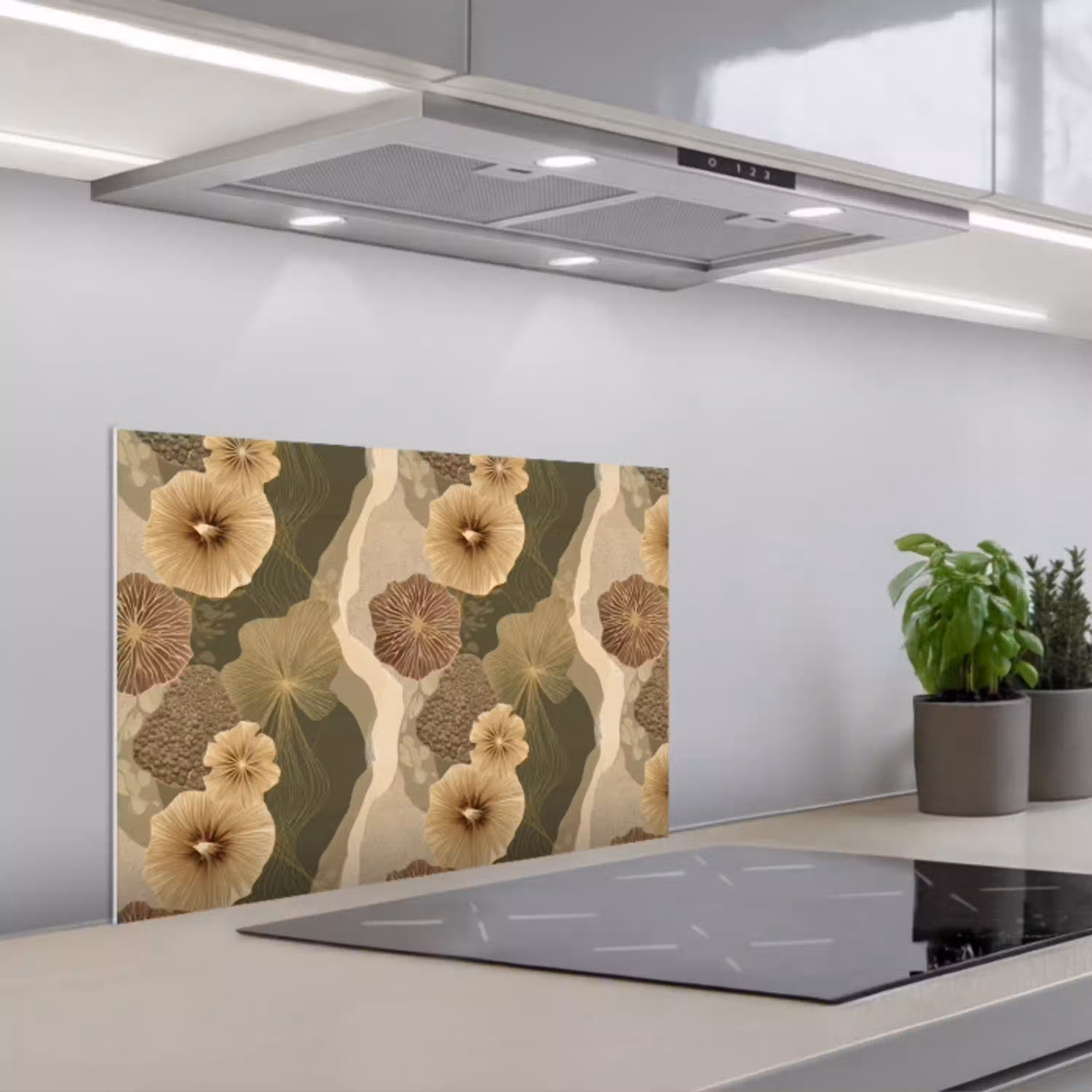 Abstract - Modern - Groen keuken achterwand spatscherm klein 900 -3d_schuin