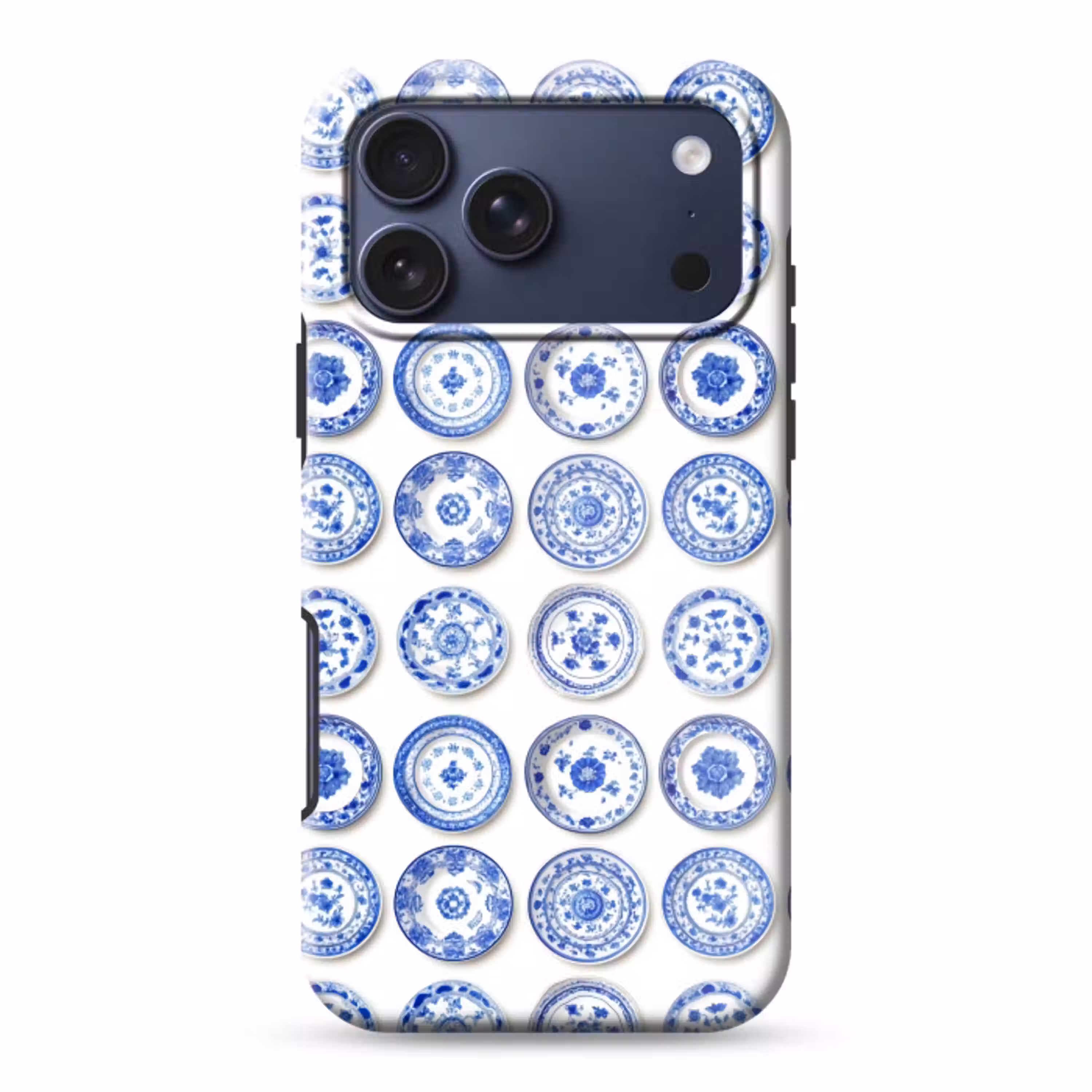Borden - Bloemen - Patroon - Blauw Toughcase MagSafe Apple iPhone 17 Pro Max klein 1019 -3d