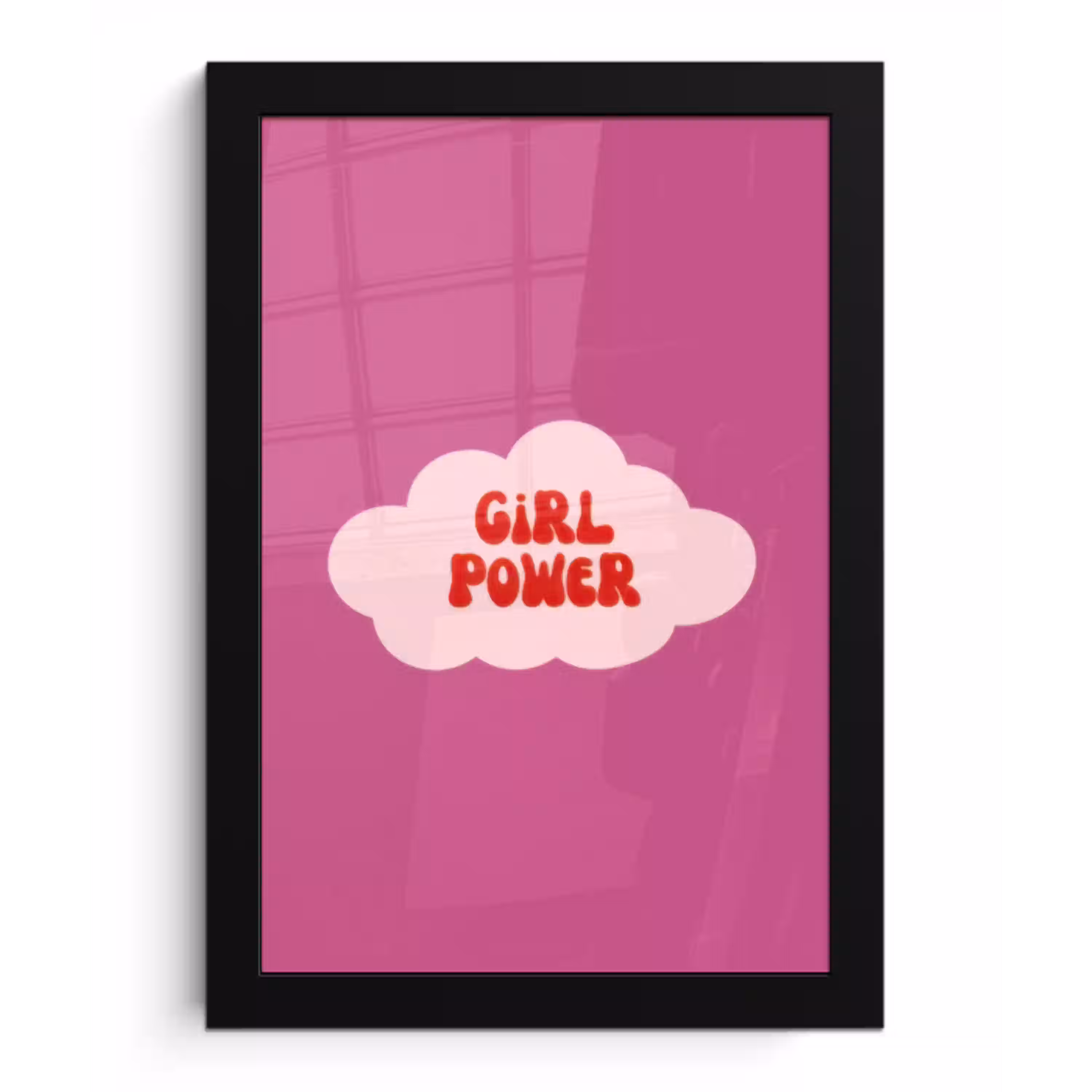 Girl power - Wolk - Roze fotolijst zwart zonder passe partout klein -3d