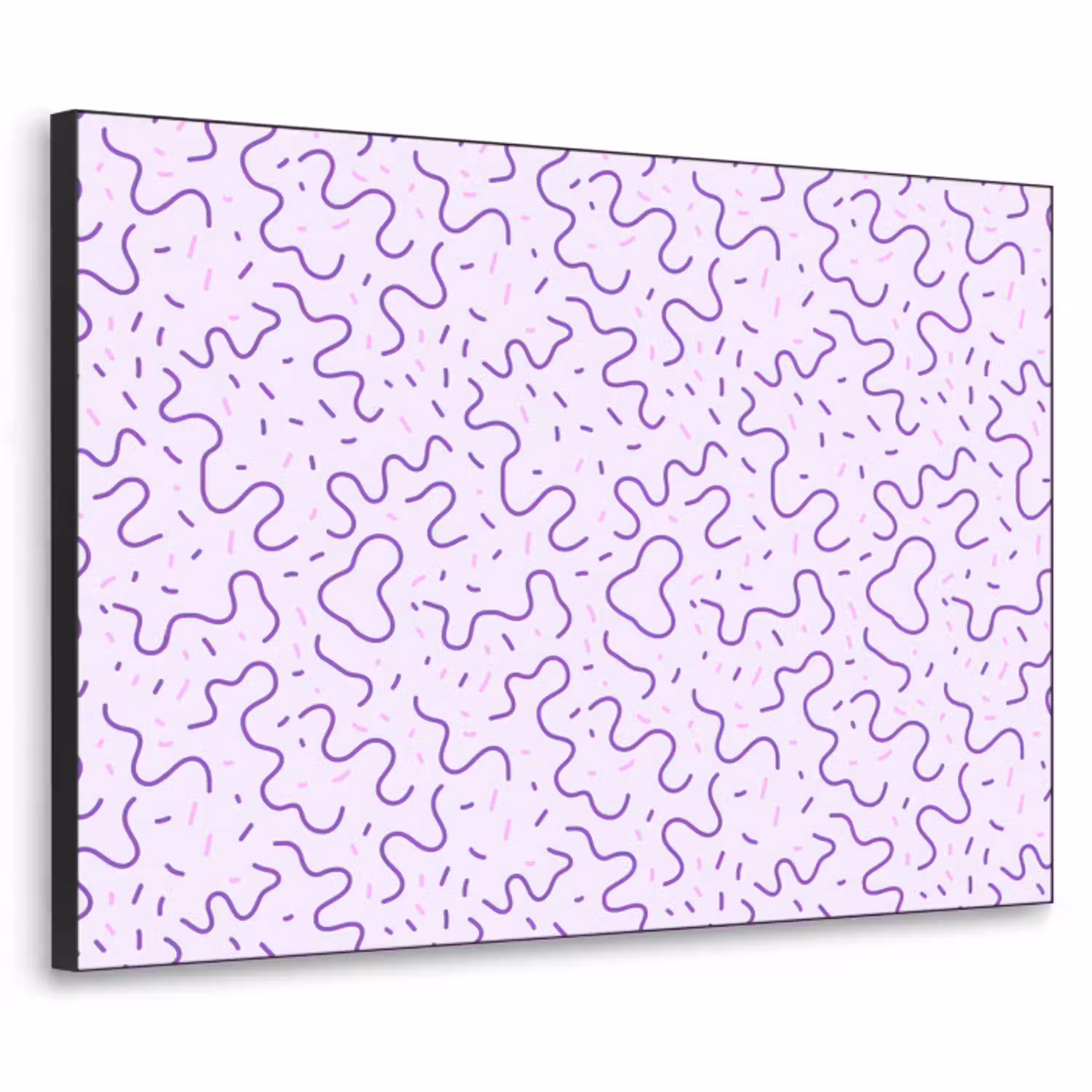 Paars - Abstract - Memphis - Retro - Spikkels - Patroon Textielframe zwart klein 947 -3d
