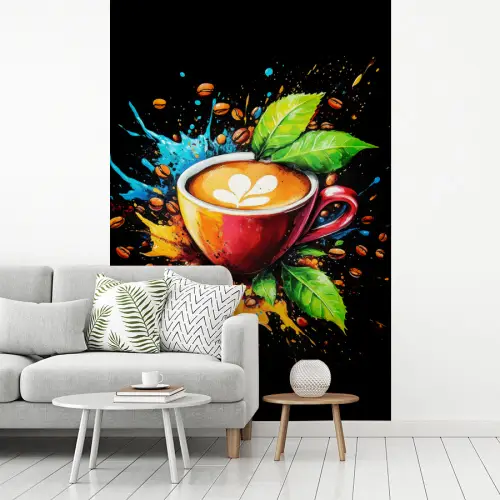 Koffie - Graffiti - Drinken - Abstract fotobehang vinyl groot -woonkamer