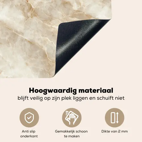 Lichtbeige - Onyx - Subtiel Inductie beschemer met haakjes klein 777 -ky-onderkant-nl