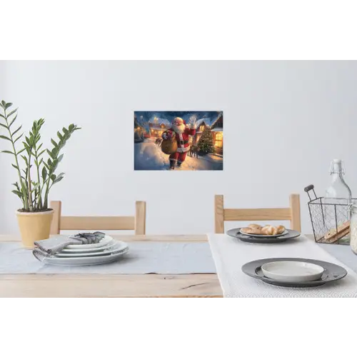 Kerstman - Dorp - Hert - Donker Muursticker klein -eettafel