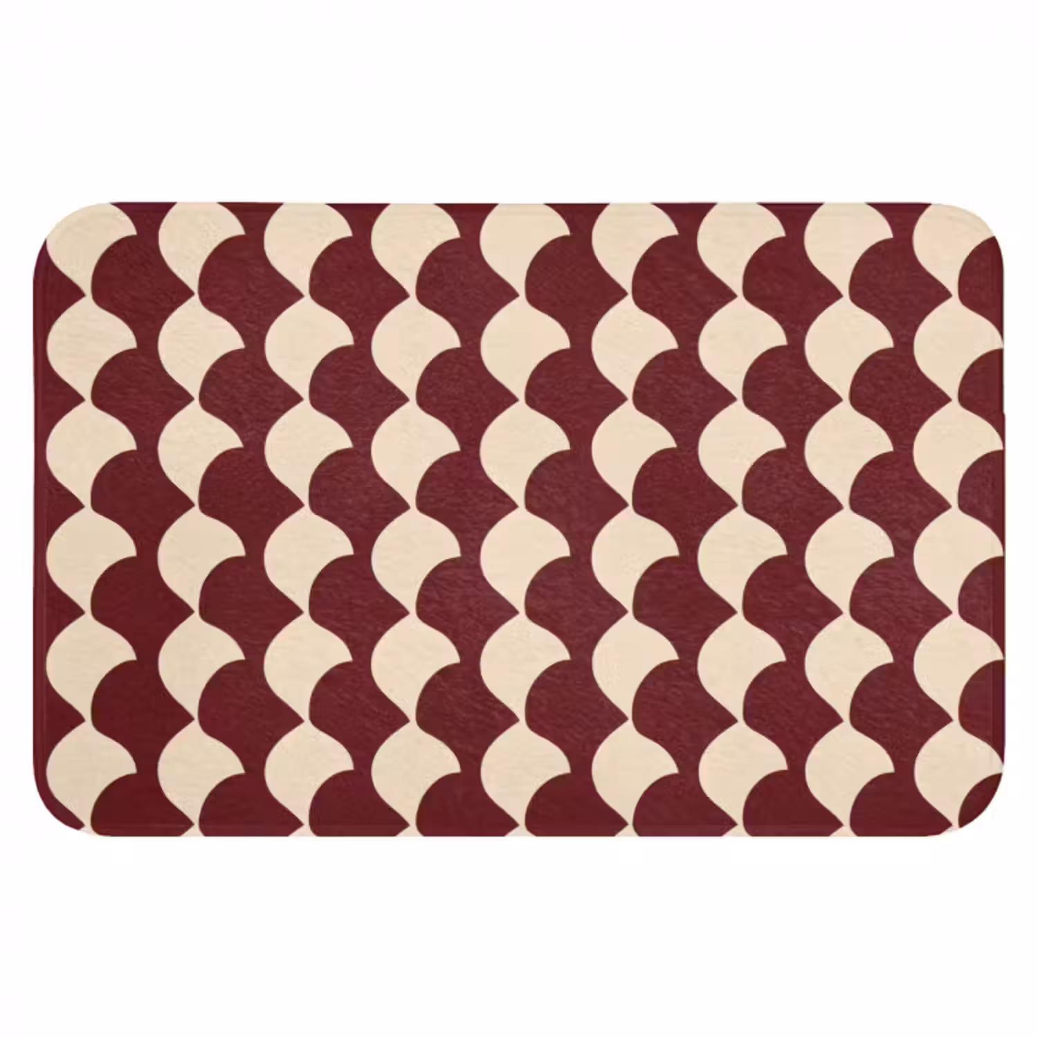 Badematte - Rot - Kachelmuster - Creme