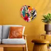 Bloemen - Bladeren - Abstract - Kleurrijk Wandcirkel Organisch Forex 3mm klein -sfeer4