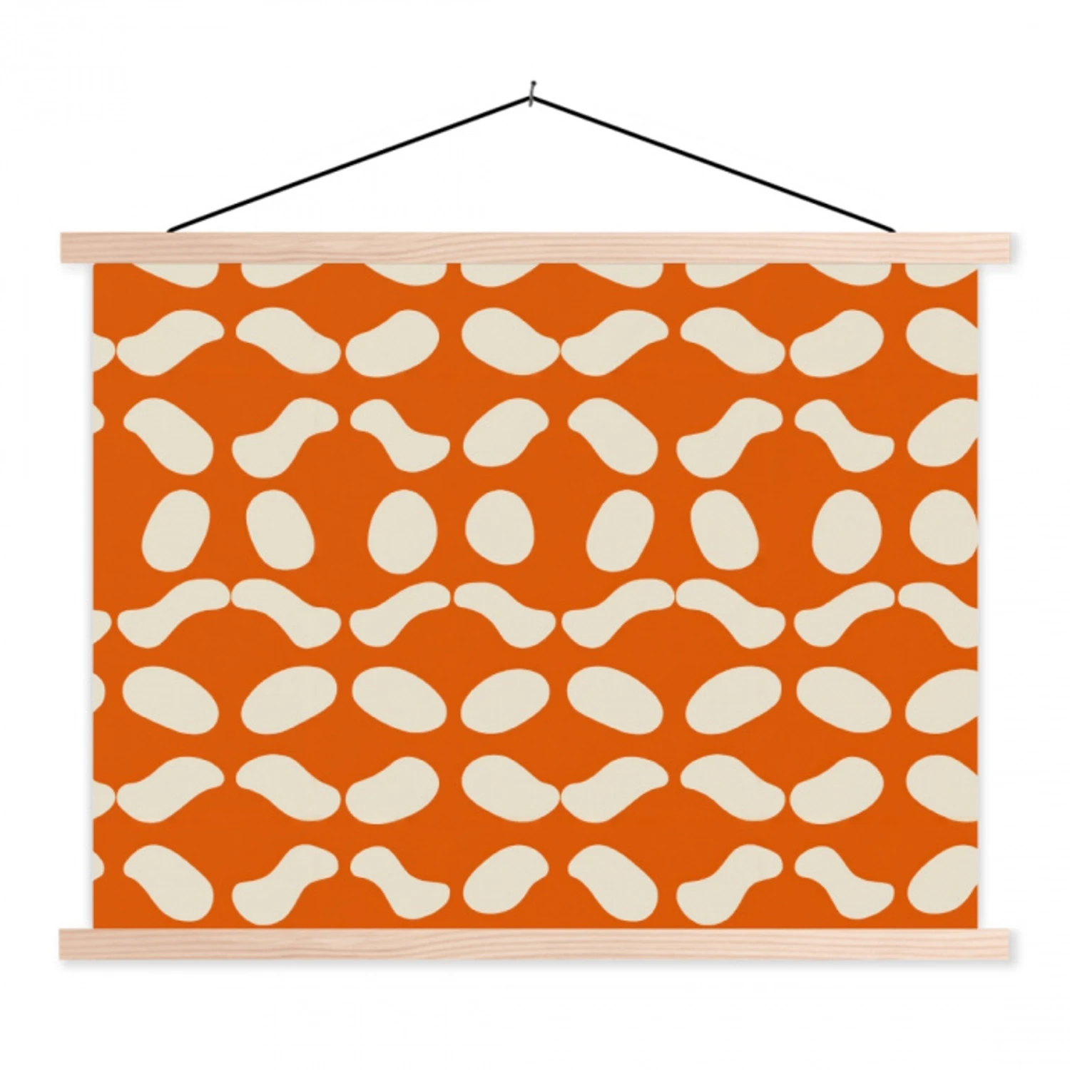 Oranje - Organische vormen - Wit textielposter latten blank klein 122 -3d