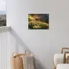 Bloemenveld - Heuvels - Zonsondergang - Berg - Natuur - Wit - Heuvels tuinposter los doek klein -sfeer8