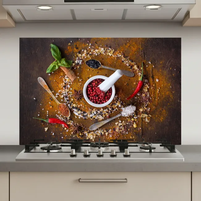 Vijzel - Kruiden - Lepels - Specerijen - Bruin - Peper keuken achterwand spatscherm klein -3d_website