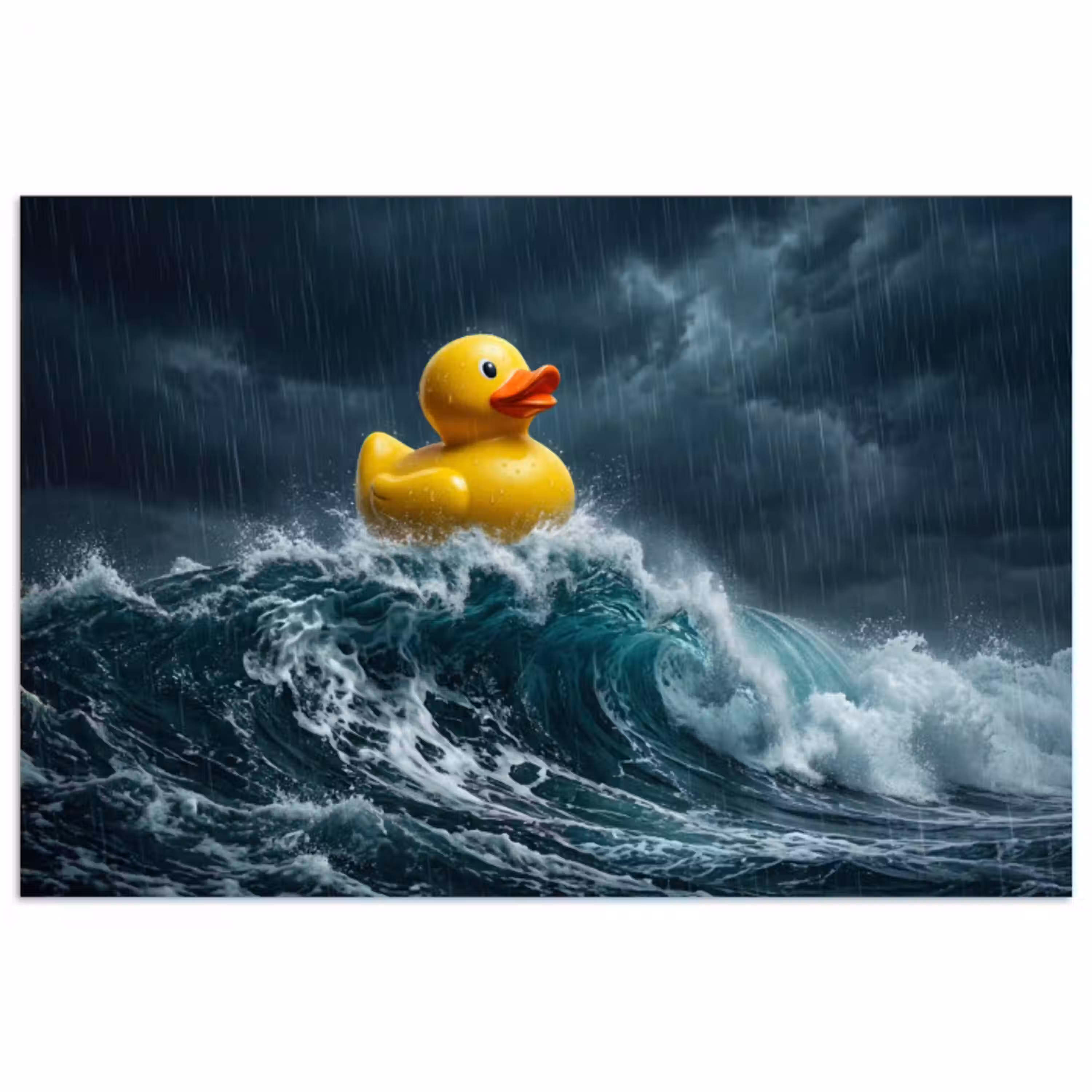 Storm - Badeend - Golven poster papier klein -3d
