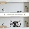 Schotse hooglander - Natuur - Koe - Zwart - Wit keuken achterwand spatscherm klein -voor_na_NL