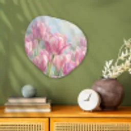 Tulpen - Veld - Lente - Roze Wandcirkel Organisch Forex 3mm klein -sfeer2